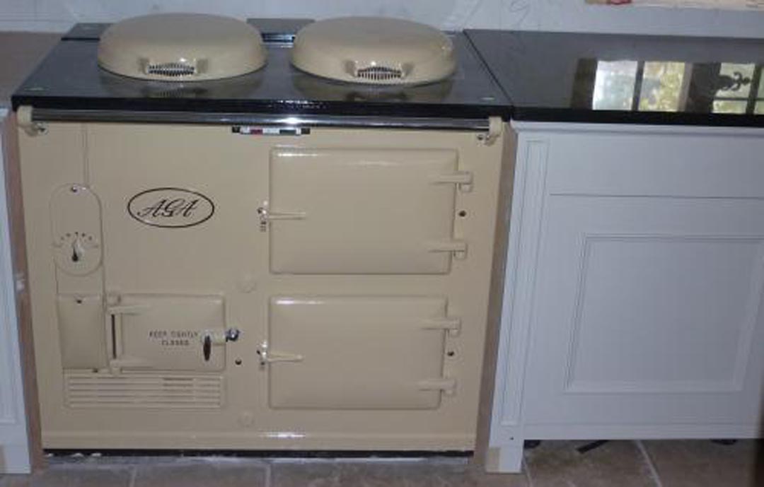 2 Oven Aga Standard Cooker Re-Enamelled in Cream<br>13 amp Electric<br>Installed in Somerset